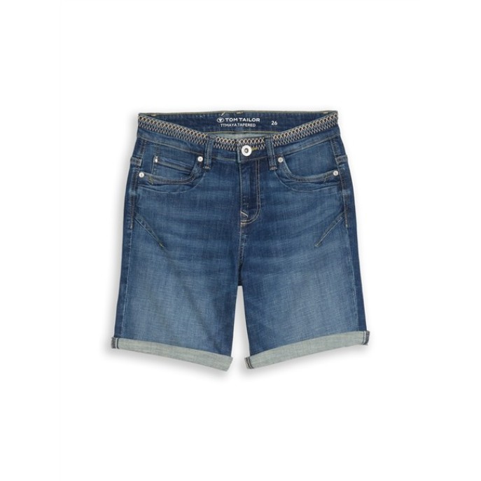 Tom Tailor Damesmode Maya Tapered Bermuda jeansshort met stretch 1051487